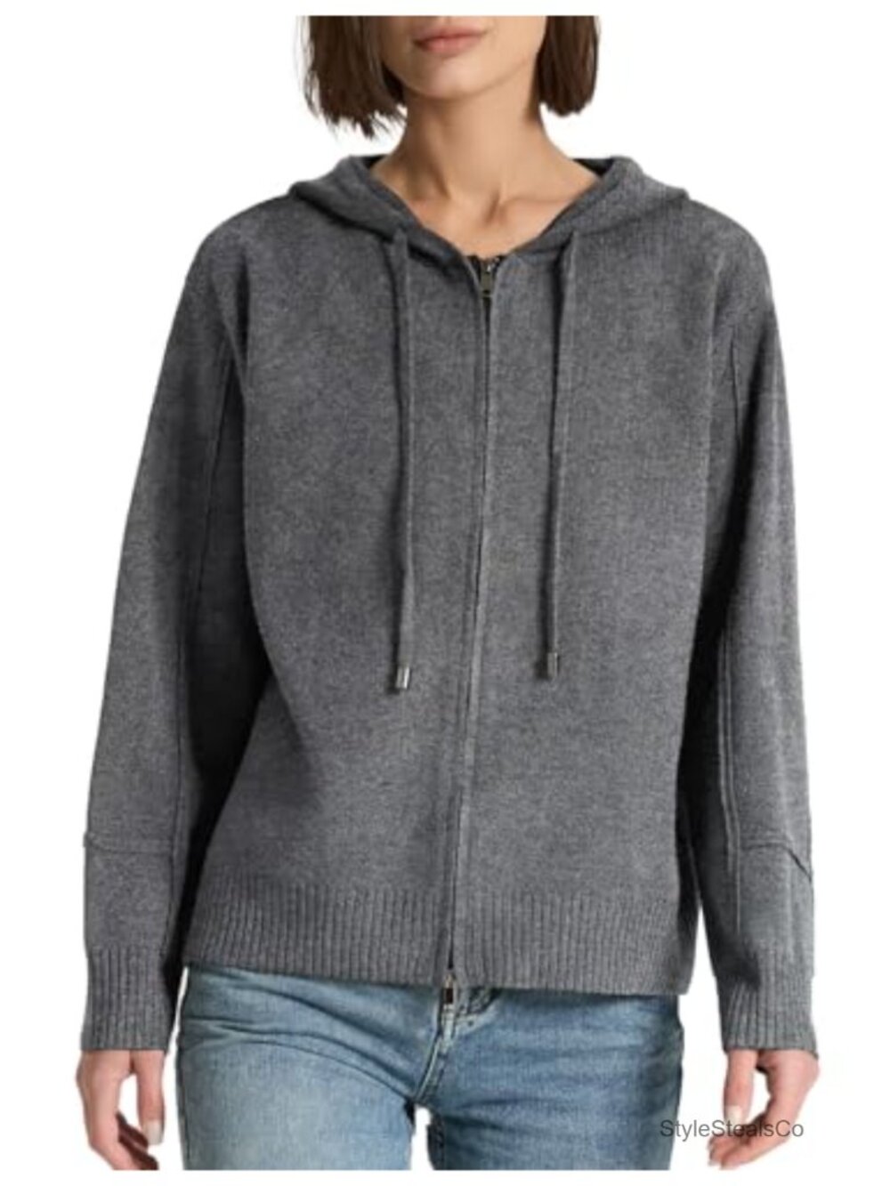 Women's Full Zip Up Hoodie Knit Cardigan Long Sleeve Drawstring Sweater